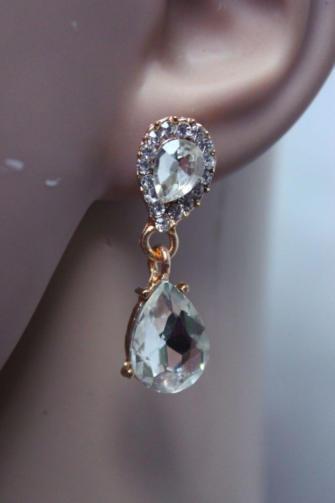 Clear Crystal Teardrop Earrings
