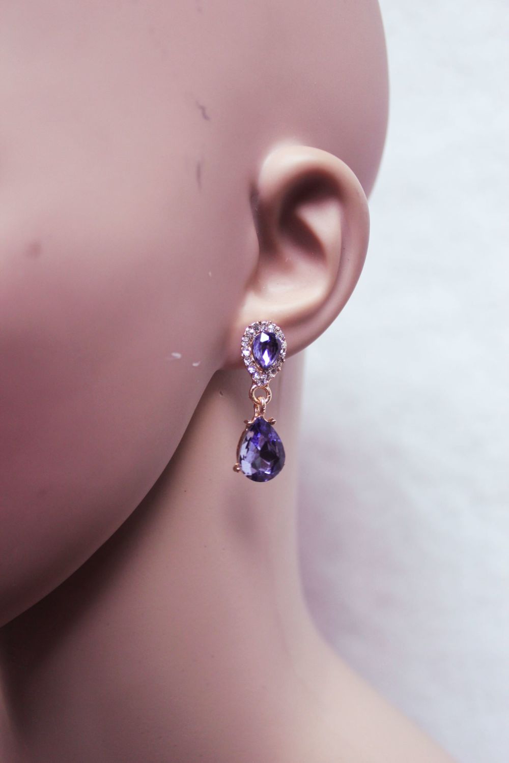 Purple Crystal Teardrop Earrings