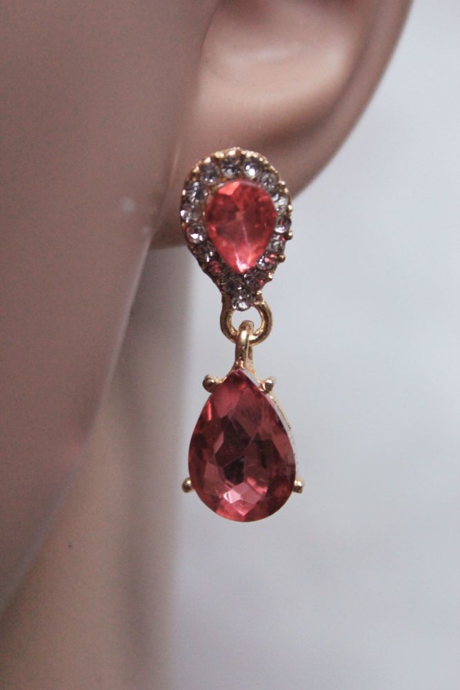 Peach Crystal Teardrop Earrings