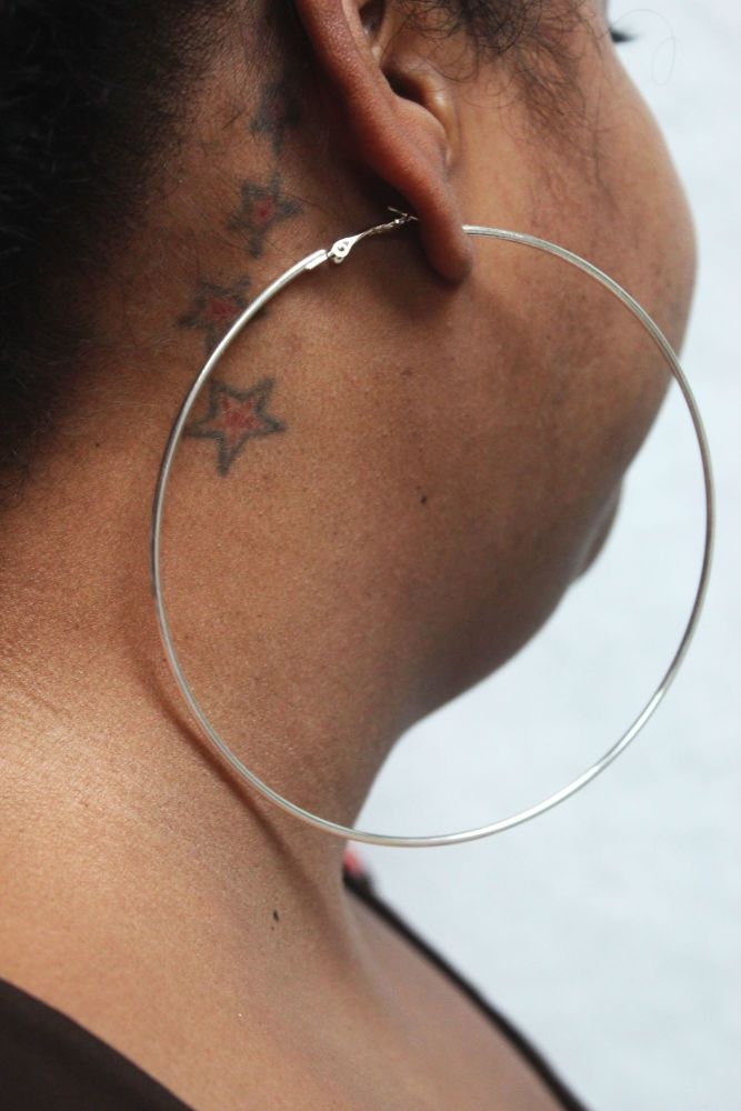Fashion Silver Metal Hoop|Size: XL