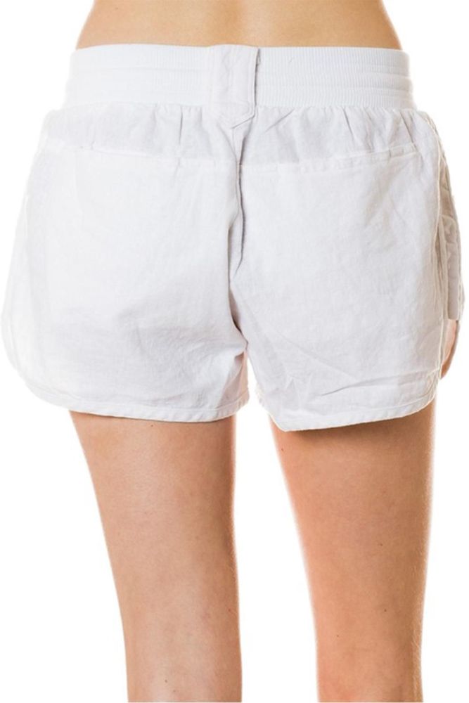 Drawstring White Linen Shorts|Size: M