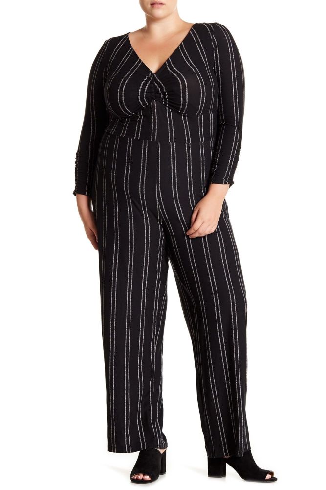 3/4 Sleeve Ruched Jumpsuit Size: 1X