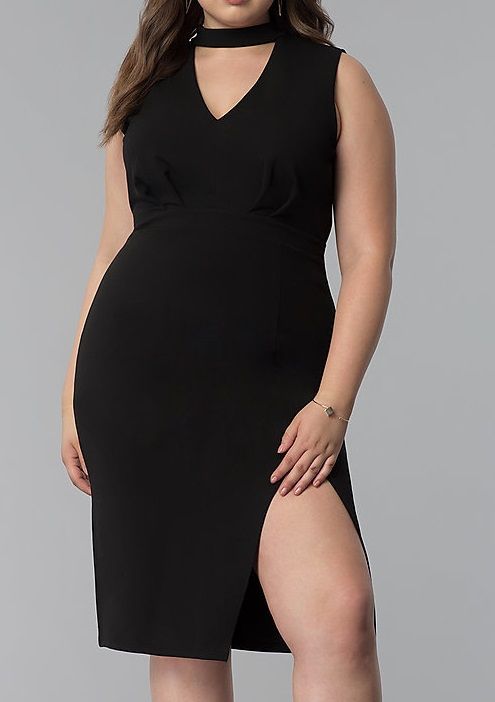 D116|Deep Cut Pencil Dress Size: 1X