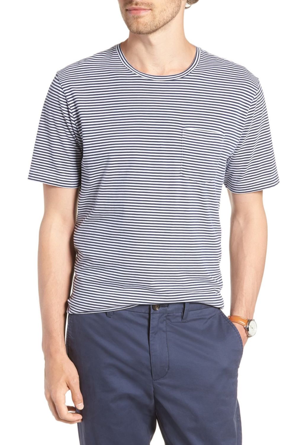 Navy Iris Mini Stripe T-Shirt|Size: 1XBIG 