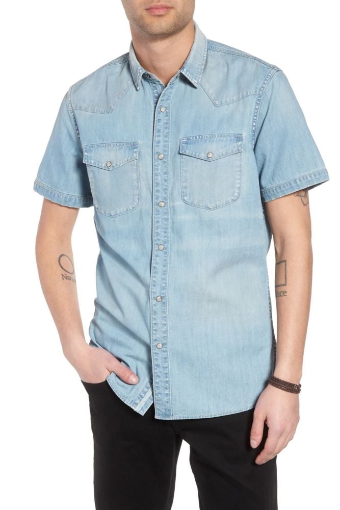 Light Vintage Denim Wash Shirt|Size: XXLR