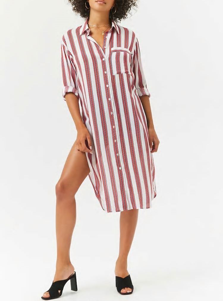 Long Sleeve Striped Shirt Dress Size: XL SKU: 56001