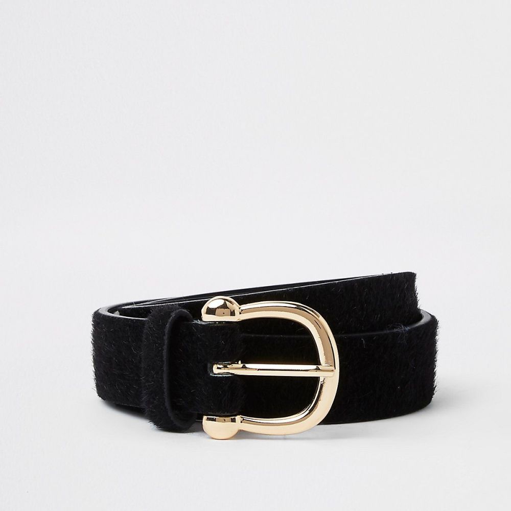 Black Leather Gold Buckle Belt|Size: M (RI)