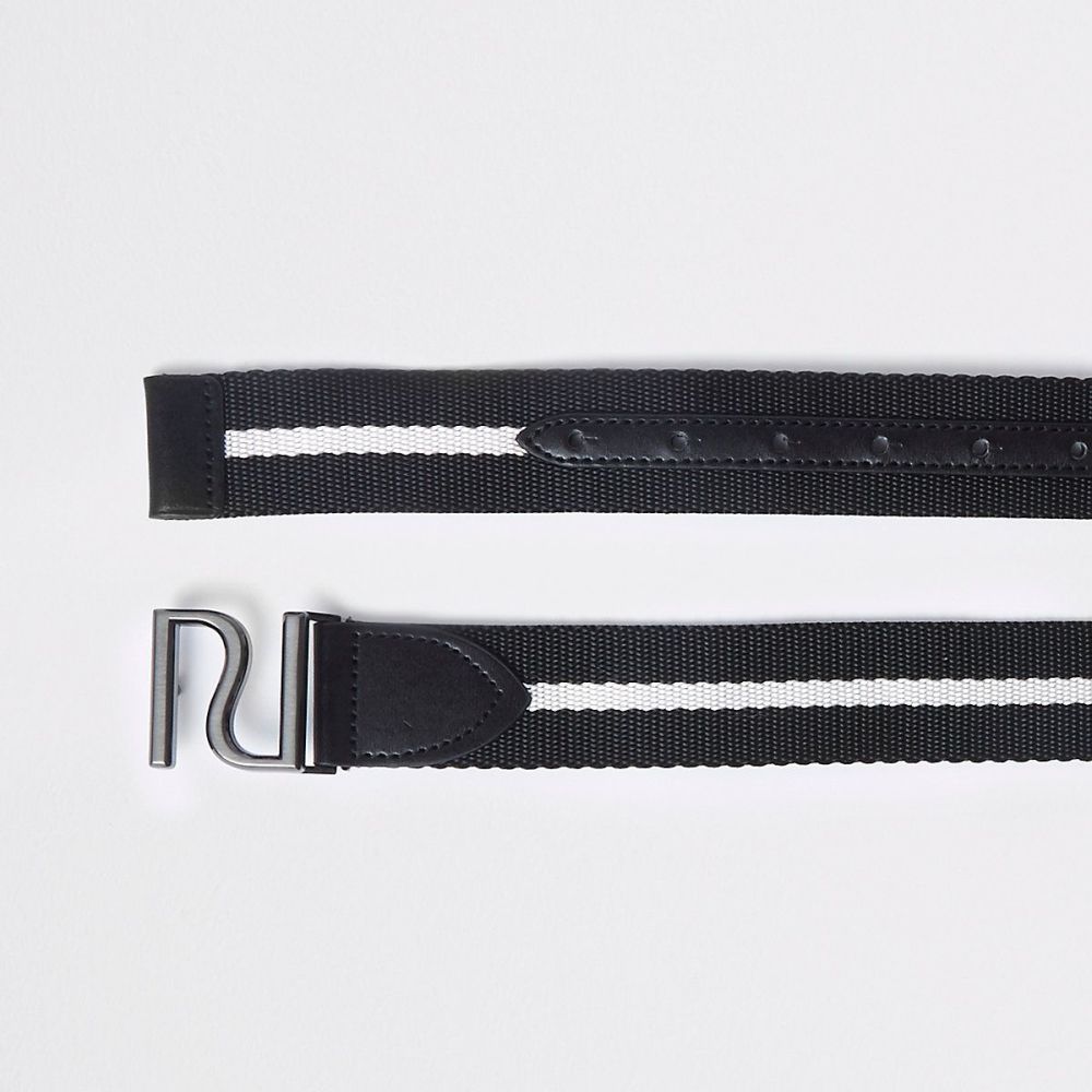 Black/White  Stripe RI Buckle Belt|Size: M (RI)