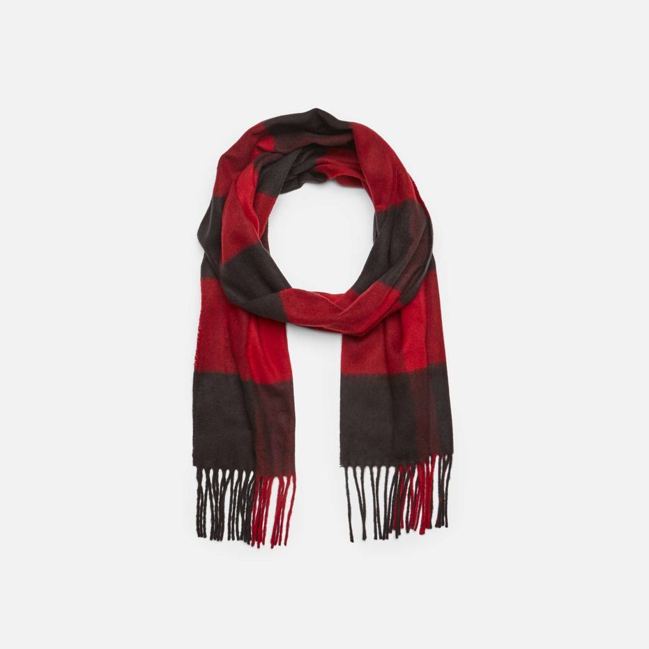 Red/Black Box Check Scarf|Size: One Size (KC)