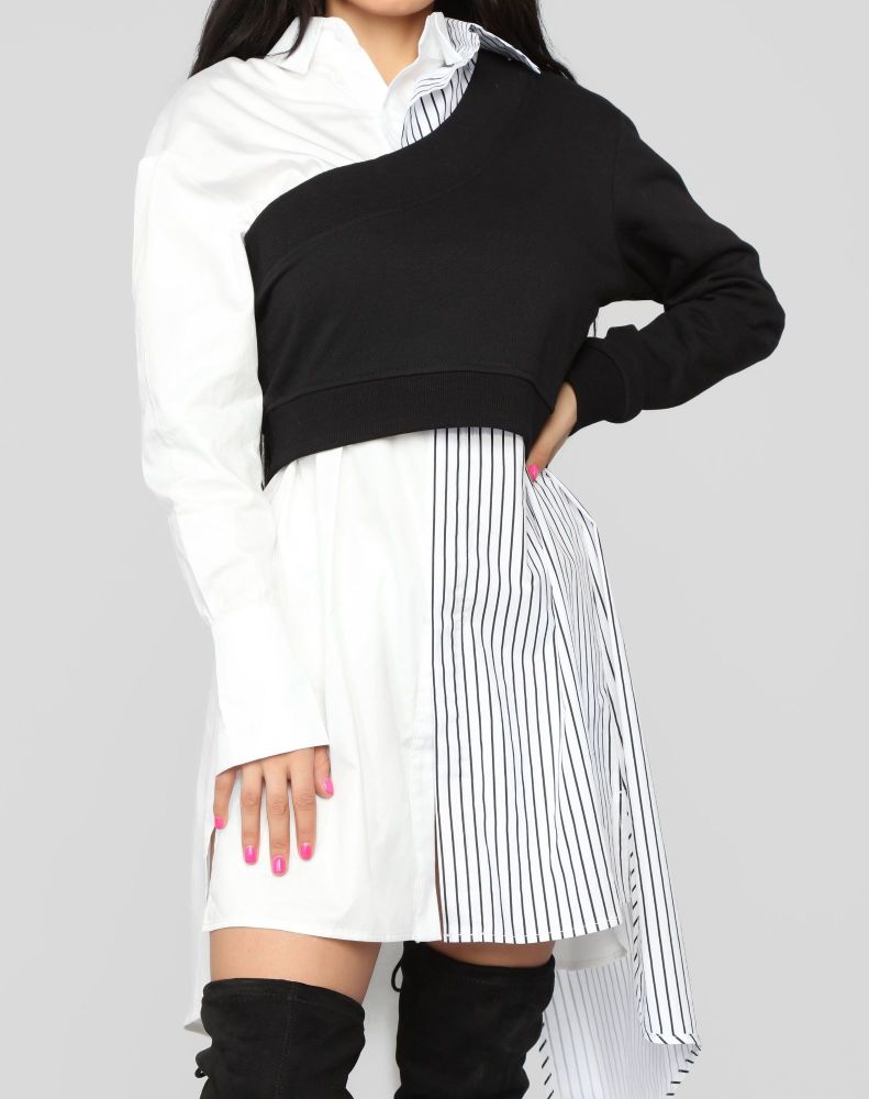 A266 - Stripe Irregular Shirtdress