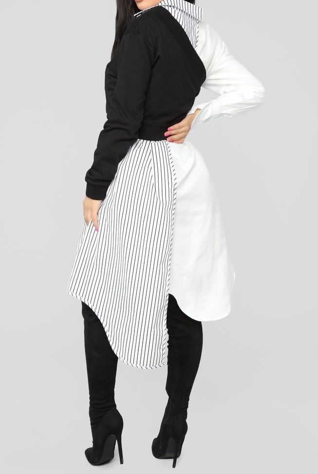 A266 - Stripe Irregular Shirtdress