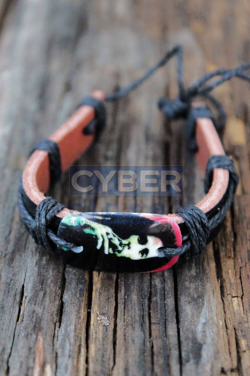 #06|Bob Marley Print Leather Adjustable Bracelet 