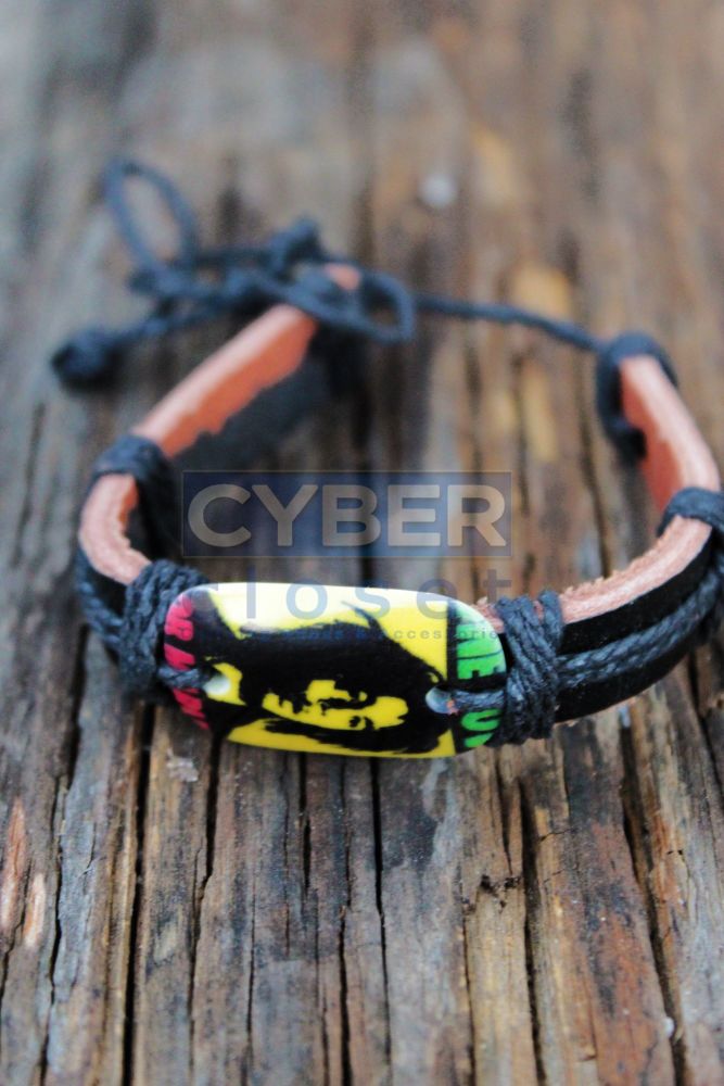 #08 Bob Marley Leather Adjustable Bracelet 