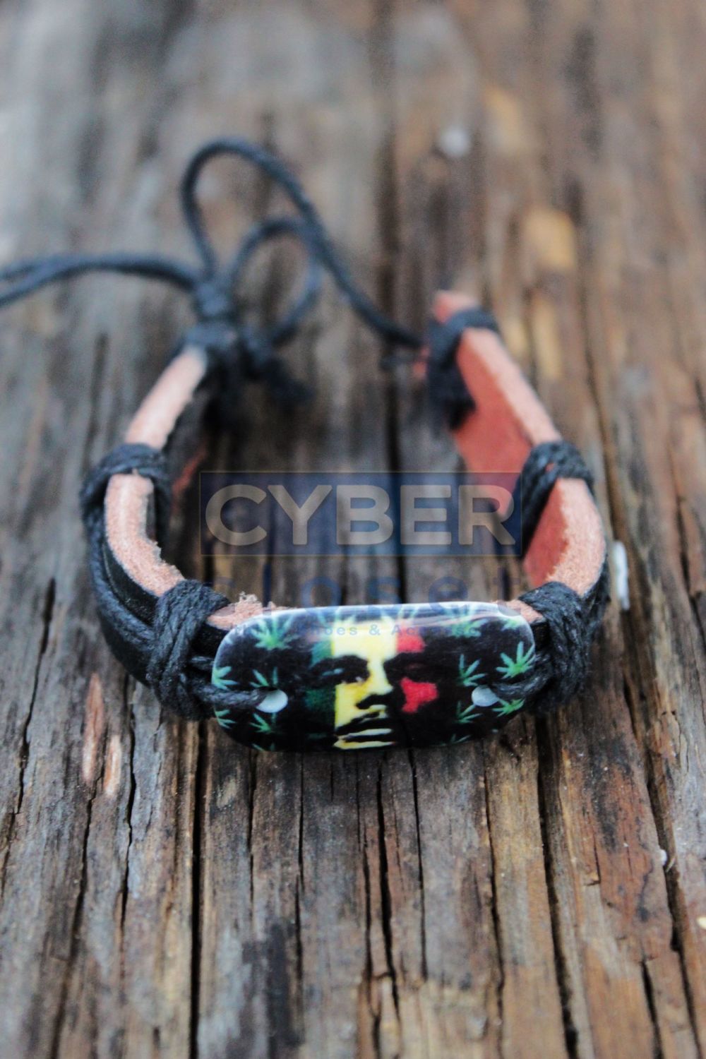 #09|Bob Marley Printed Leather Adjustable Bracelet 