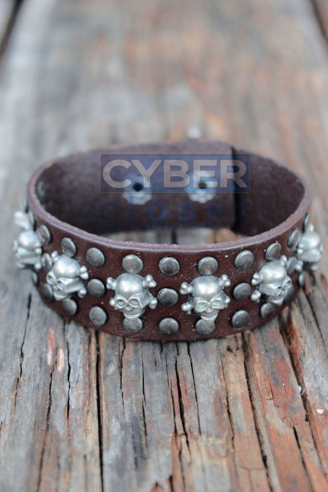 Brown Adjustable Punk Rock Leather Bracelet