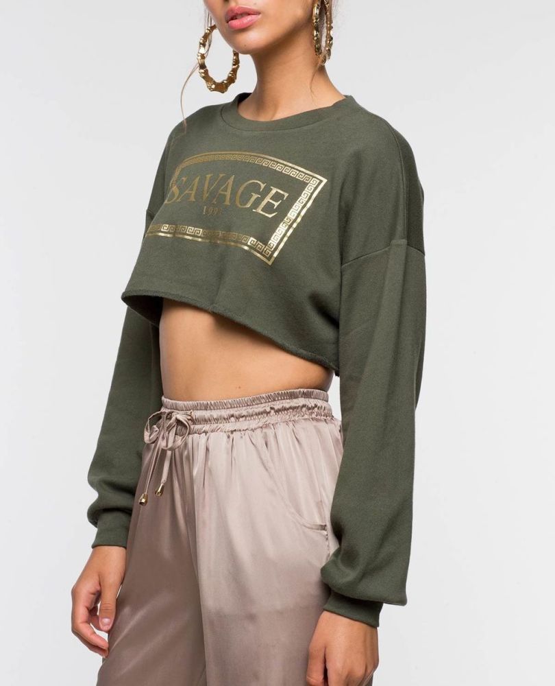 Savage Cropped Sweatshirt|Size: M