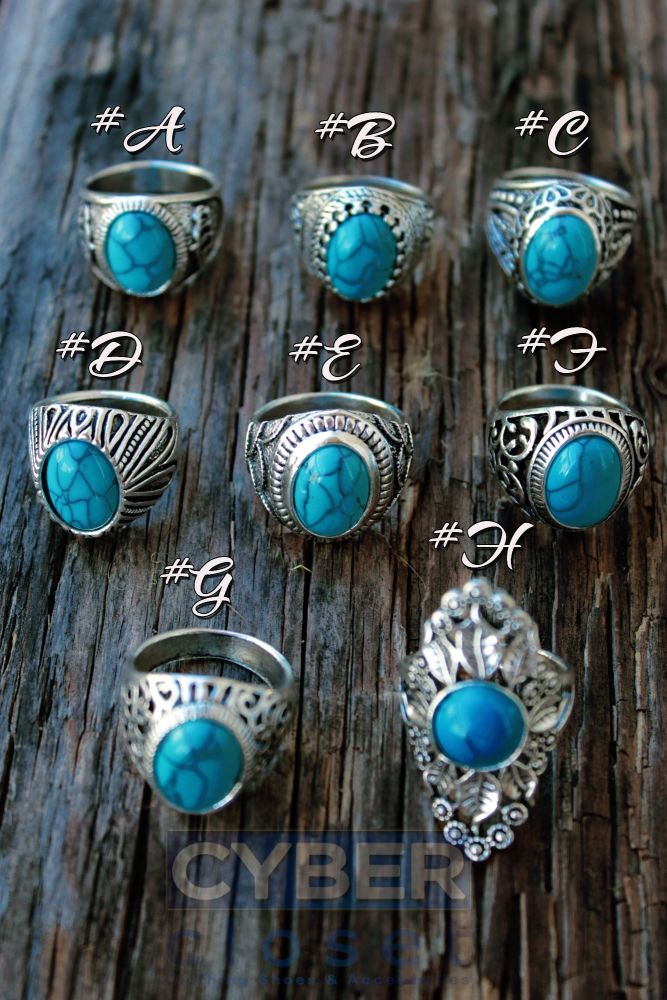 Blue Stone Silver Plated Ring|(Mix Styles|Sizes Available)