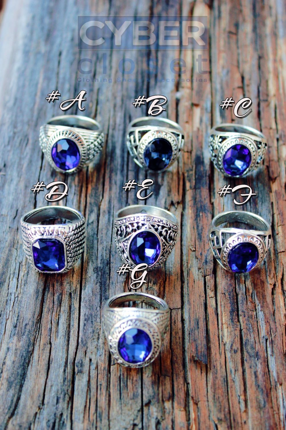 Vintage Royal Blue Stone|Sliver Plated Ring (Mix Styles Available) 