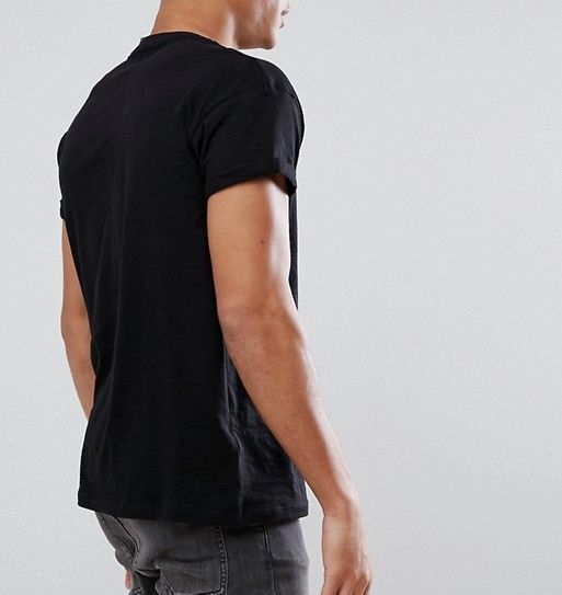 Black Roll Sleeve T-shirt|Size: XS