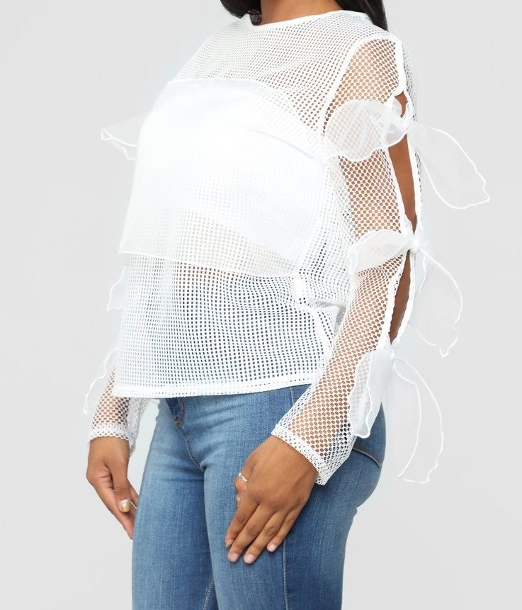 Bow Detail Mesh Top - S
