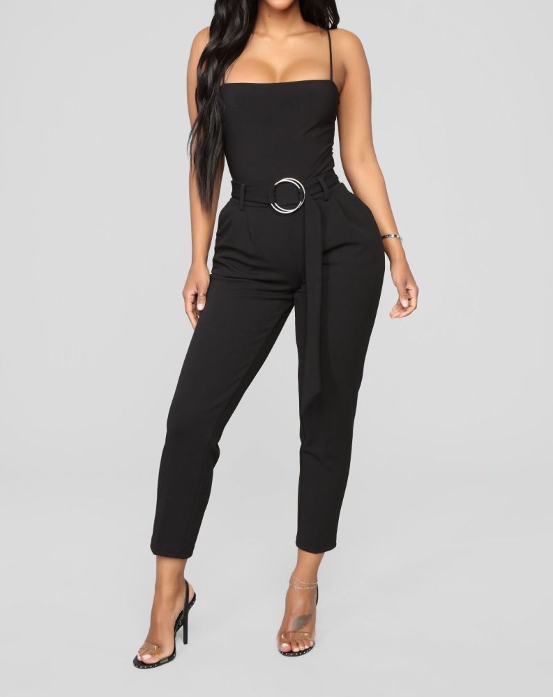 Belted Waist Black Pant|Size: M