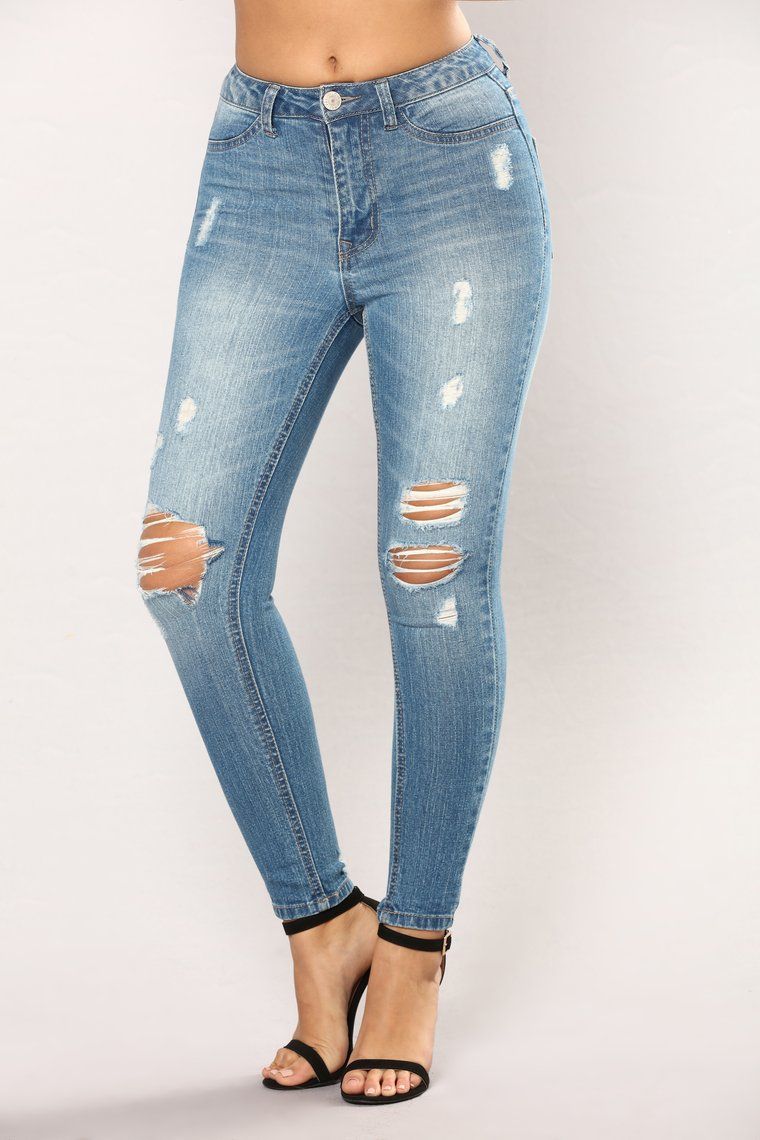 medium wash ripped jeans