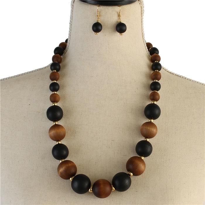 Wood Multicolored Necklace Set 