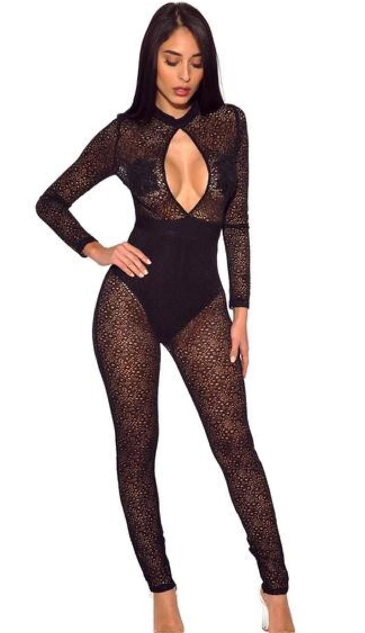 Lace Open Front Jumpsuit 