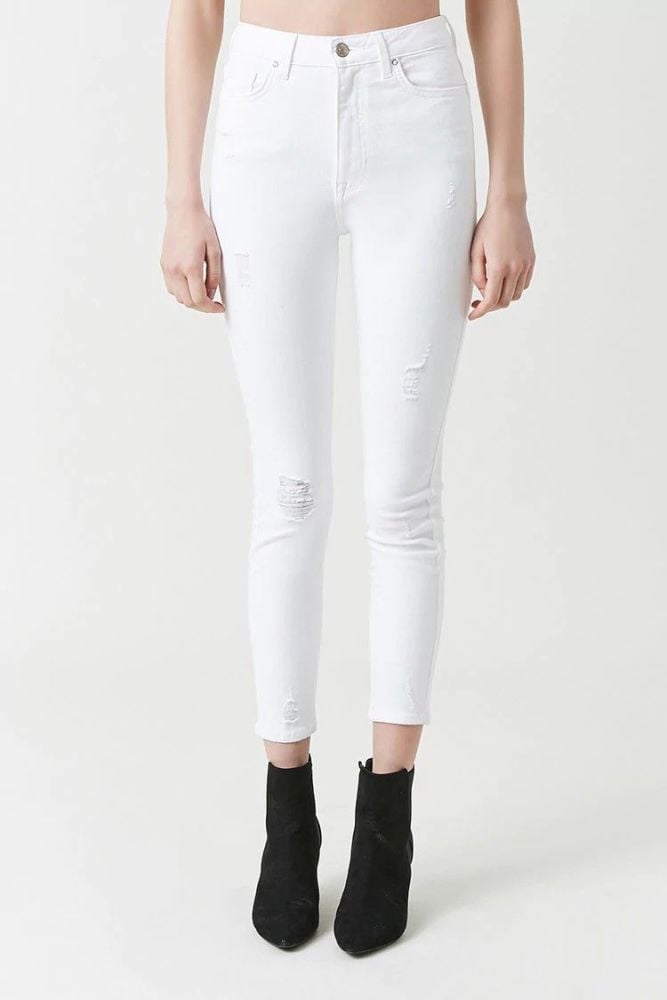 White Distressed Skinny Jeans|Size: 30 - LARGE