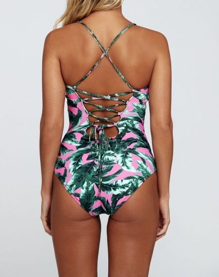 Floral Laced Back Swimsuit|Size: M