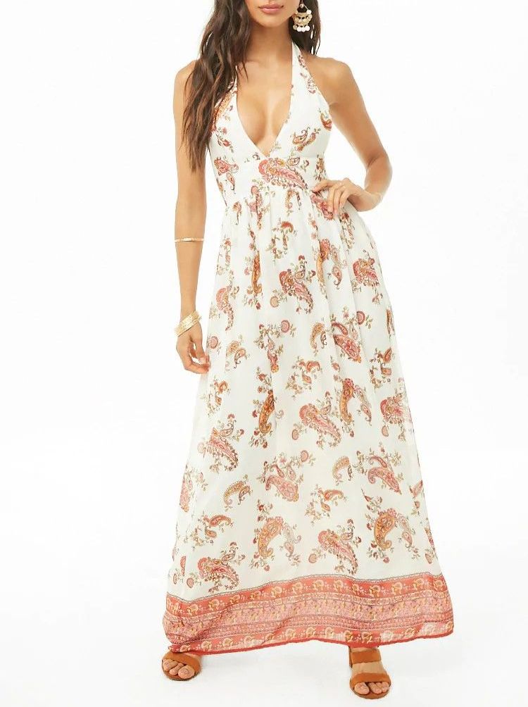 A144 -- Floral Print Maxi Dress|Size: S