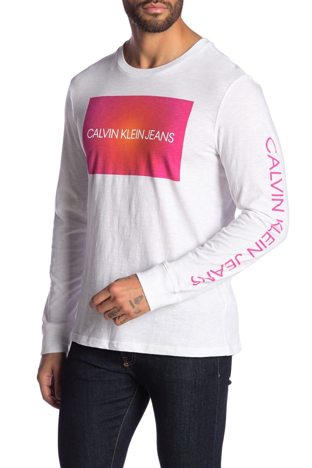 CK|Crew Neck Long Sleeve Graphic Tee|Size: XL