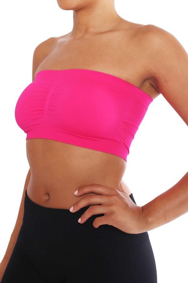 Neon Pink Padded Bandeau Bra|Size: One Size Fit Most