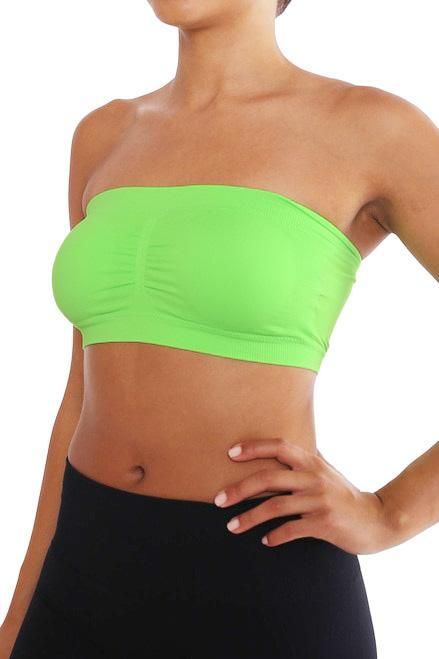 Neon Green Padded Bandeau Bra|Size: One Size Fit Most