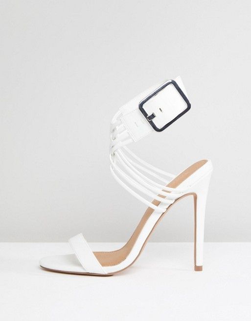White Ankle Strap Open Toe Shoes|Size: 8