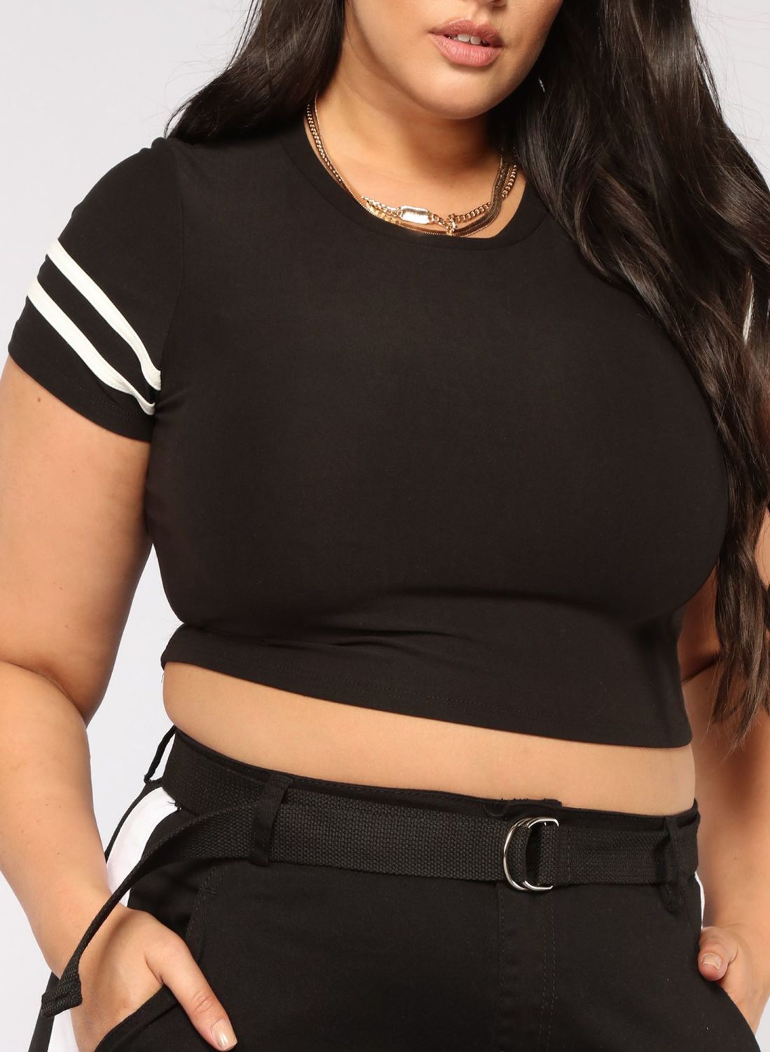 Black V Neck Crop Top|Size: XS