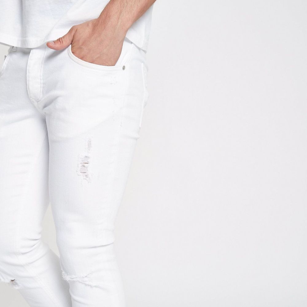 #0120|Skinny Stretch White Jeans|Size: W42 L30 RI