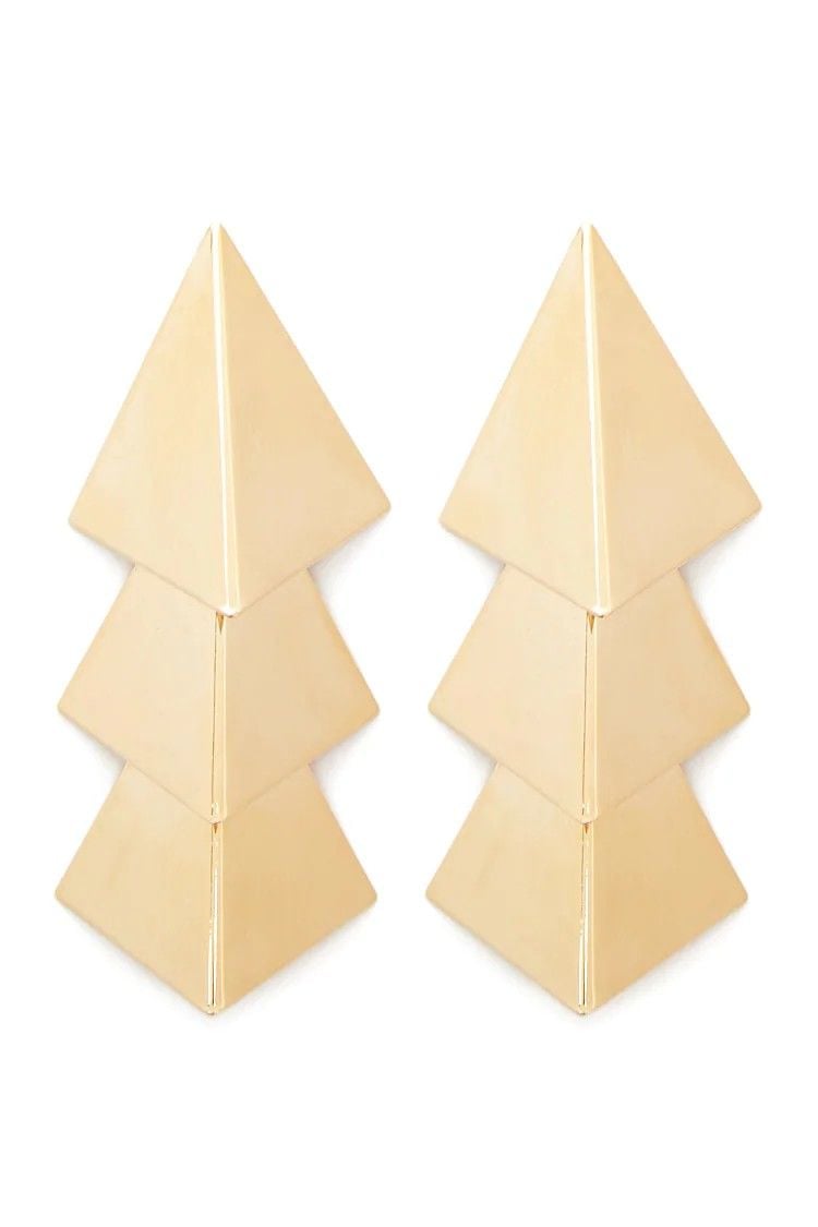 Pyramid Design High-polish Drop Earrings|Size:  Length: 3