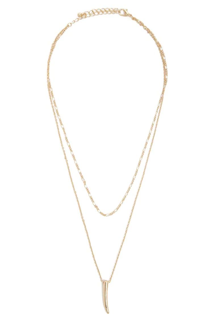 Gold Layered Horn Pendant Chain 