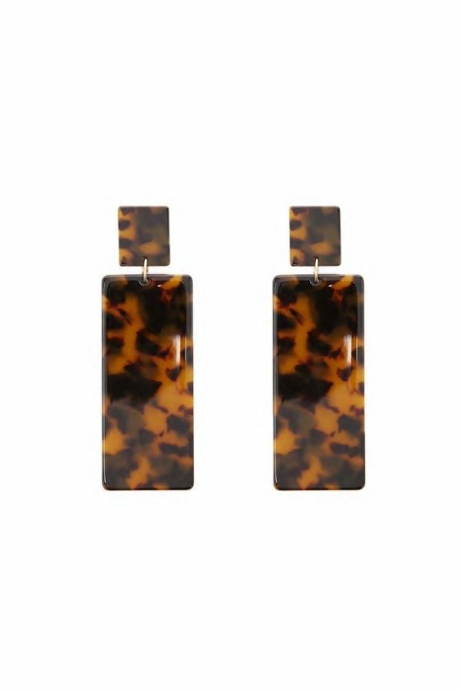  Printed Rectangle Drop Earrings