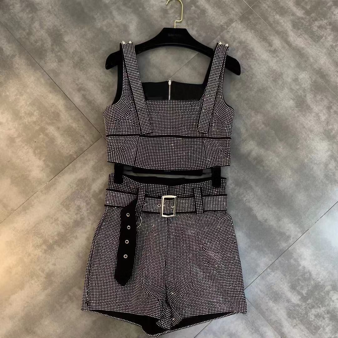  Belted High Waist Shorts Set Size: S