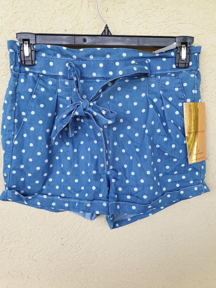 Polka Dot Denim Shorts|Size: M
