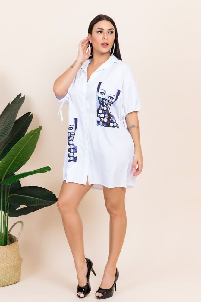 A153|Printed Casual Shirtdress|Size: S