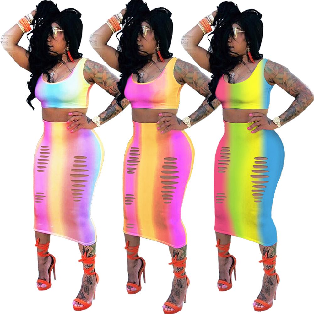 Bodycon Colorful Skirt Suits Size: S