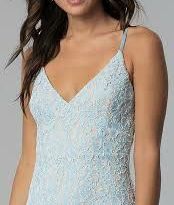 Light Blue/Nude Lace Midi Dress #C8976 Size: L