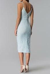 Light Blue/Nude Lace Midi Dress #C8976 Size: L