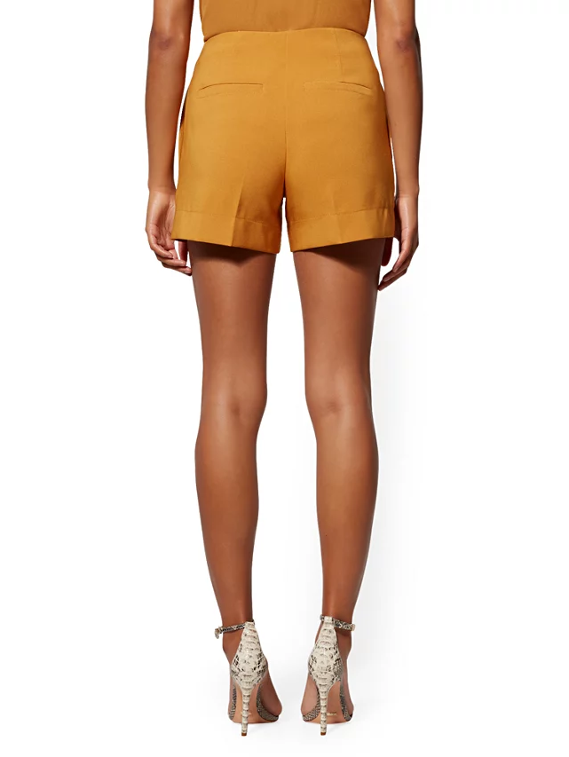 Button-Front Mustard Shorts Size: 2XL