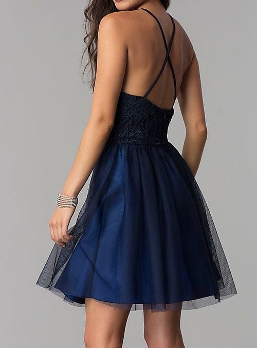 B126|Navy Blue Skater Dress Size: M