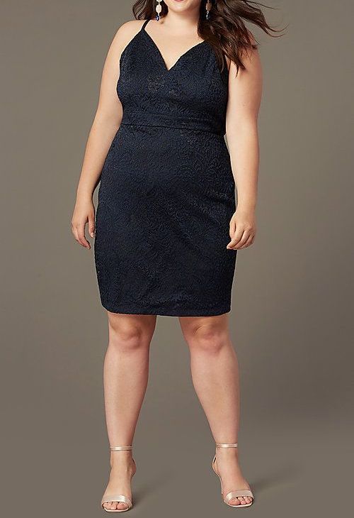 D208|Navy Blue Lace Dress Size: 3XL