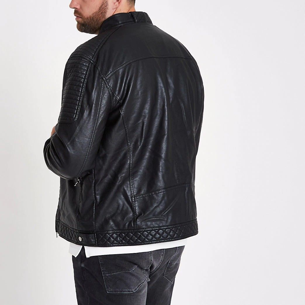 Black Big & Tall Faux leather Jacket|Size: 3XL